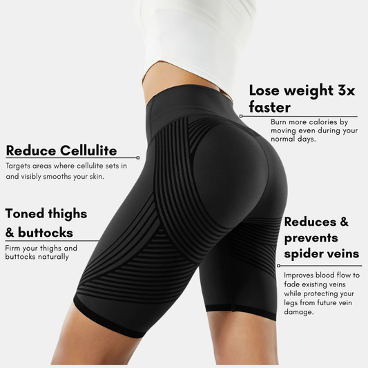 Women's 3D sculptboost shorts for cellulite reduction and thigh sculpting with high-waist compression design